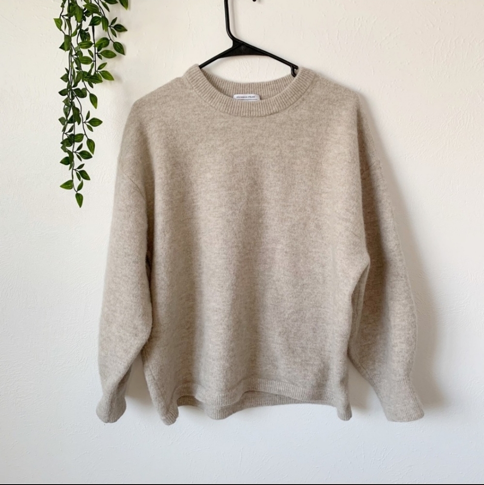 & Other Stories Crewneck Balloon Sleve Wool Sweater Sz M